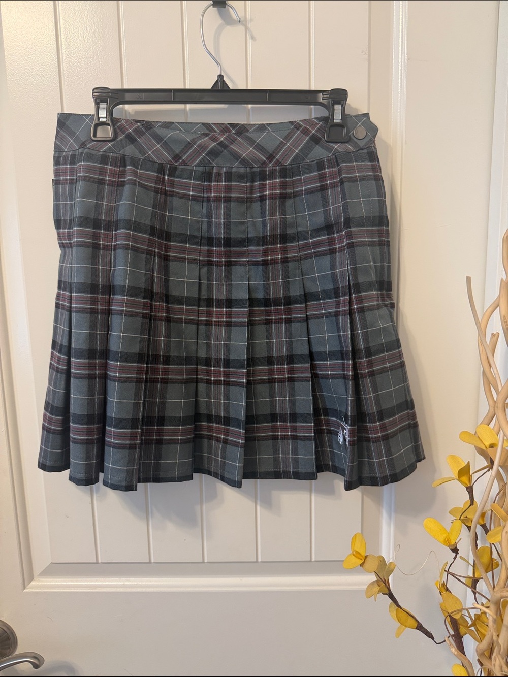 Pleated Gray Plaid Beetle Juice Mini Skirt